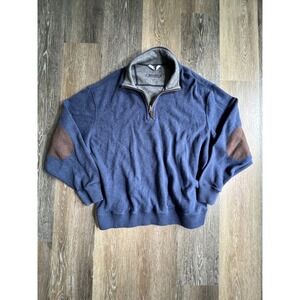 Cremieux Quarter Zip Pullover Mens XXL Blue Excellent Elbow Patches Sweater